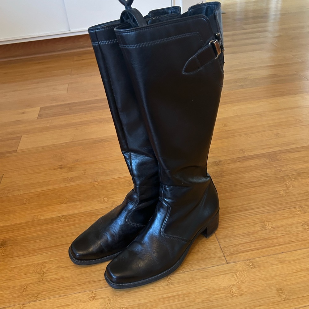 Paul Green Black Leather Tall Boots